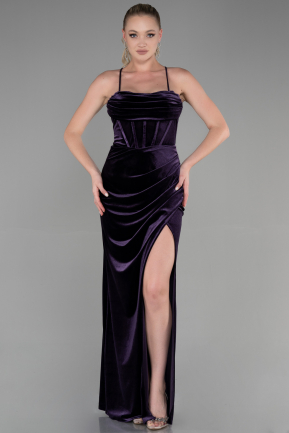 Long Purple Velvet Evening Dress ABU3395