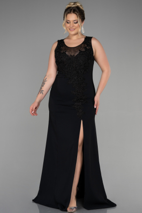 Long Black Plus Size Evening Dress ABU1870