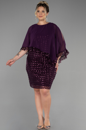 Short Purple Plus Size Evening Dress ABK1898