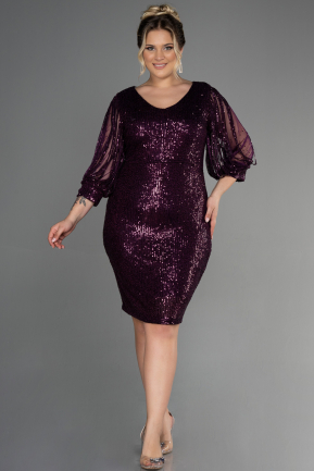 Short Purple Plus Size Invitation Dress ABK1879
