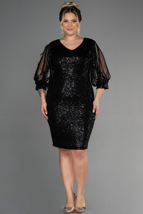 Short Black Plus Size Evening Dress ABK631