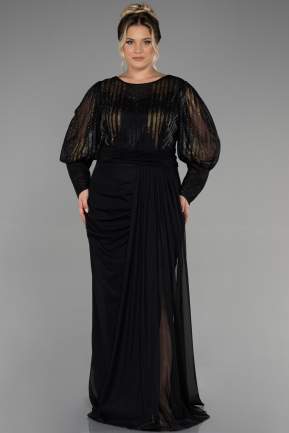 Long Black Plus Size Evening Dress ABU3437