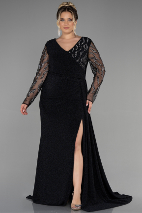 Long Black Plus Size Evening Dress ABU3440