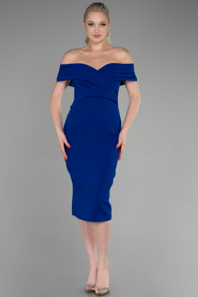 Midi Sax Blue Invitation Dress ABK1902