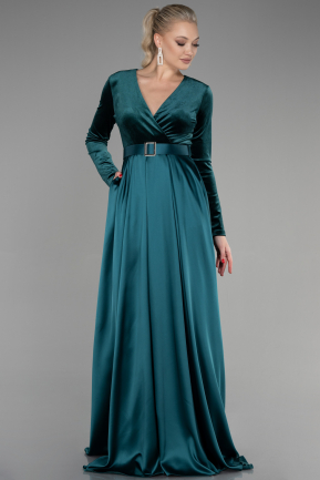 Emerald Green Long Velvet Evening Dress ABU1523