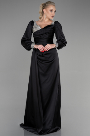 Black Long Satin Evening Dress ABU3318