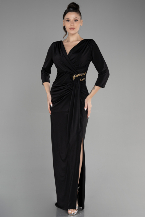Long Black Plus Size Evening Dress ABU3467