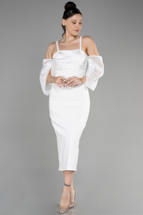 Midi White Invitation Dress ABK1906