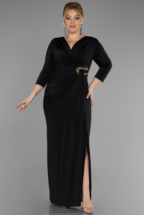Long Black Plus Size Evening Dress ABU3467