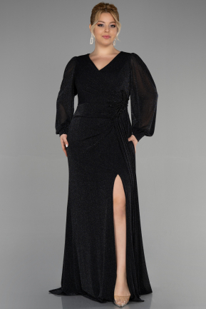 Long Black Plus Size Evening Dress ABU3485