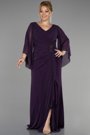 Long Dark Purple Plus Size Evening Dress ABU3486