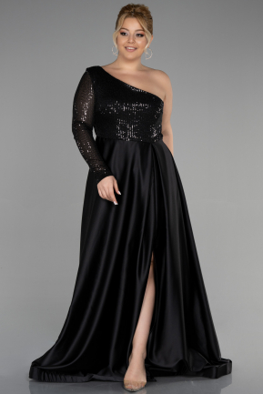 Long Black Plus Size Evening Dress ABU2165