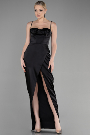 Long Black Satin Evening Dress ABU3390