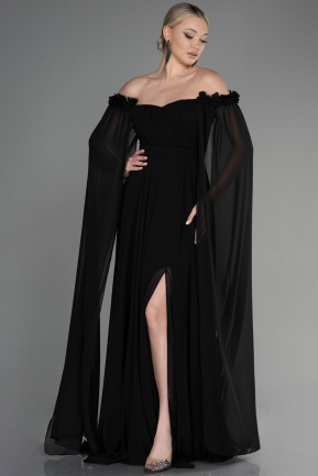 Long Black Chiffon Evening Dress ABU3462