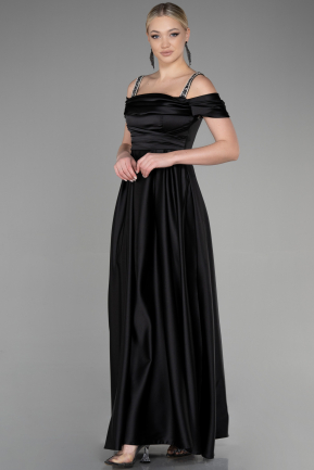 Long Black Satin Evening Dress ABU3499