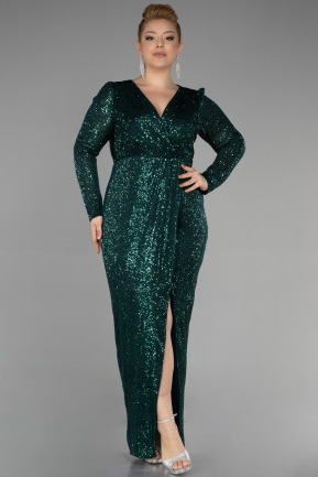 Emerald Green Long Scaly Plus Size Evening Dress ABU3340