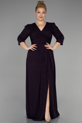 Long Dark Purple Plus Size Evening Dress ABU3504
