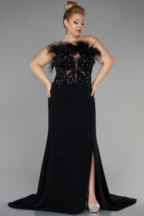 Long Black Plus Size Evening Dress ABU3531