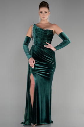 Long Emerald Green Velvet Evening Dress ABU3364