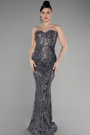 Long Anthracite Scaly Mermaid Prom Dress ABU3550