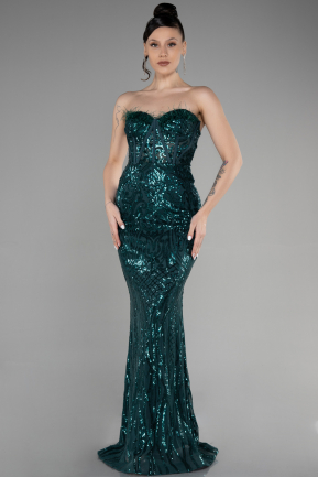 Long Emerald Green Scaly Mermaid Prom Dress ABU3550
