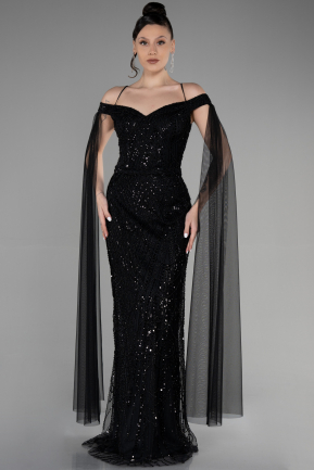 Long Black Stony Designer Evening Dress ABU3553