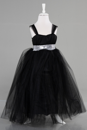 Black Long Girl Dress ABU3031