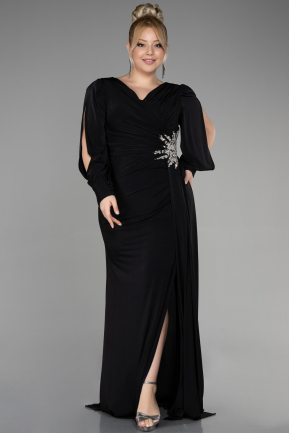 Long Black Plus Size Engagement Dress ABU3578