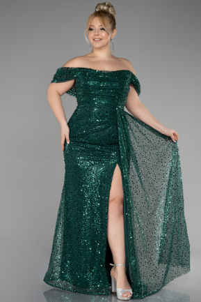 Long Emerald Green Scaly Plus Size Engagement Dress ABU3579