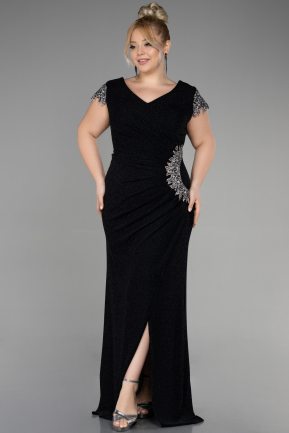 Long Black Plus Size Evening Dress ABU3558