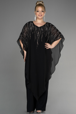 Black Chiffon Plus Size Evening Dress ABT111