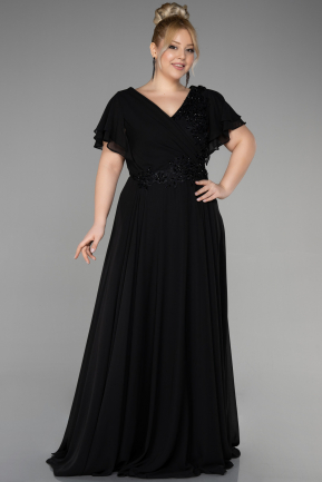 Long Black Plus Size Evening Dress ABU1562
