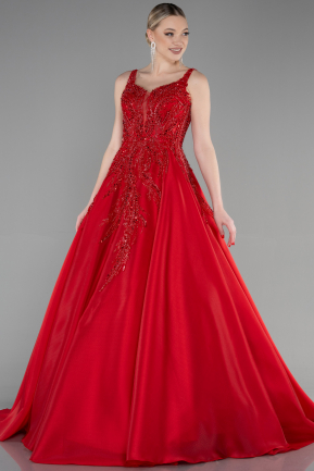 Long Red Plus Size Engagement Dress ABU3618