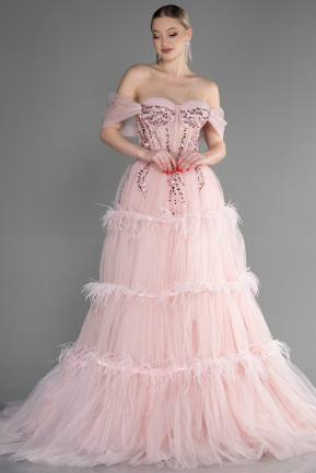 Long Powder Color Plus Size Haute Couture Dress ABU3621