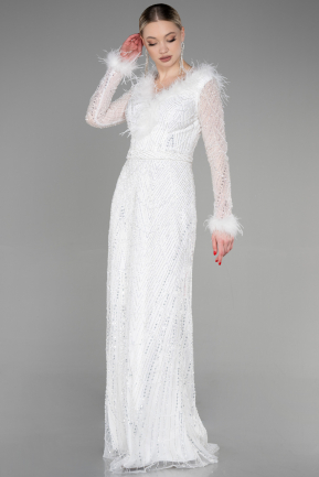 Long White Haute Couture Dress ABU3580