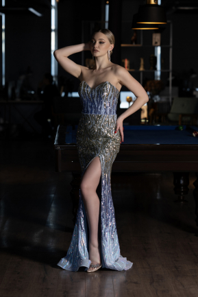 Long Blue Mermaid Prom Dress ABU3613