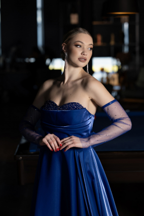 Long Sax Blue Evening Dress ABU3604