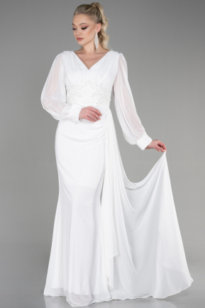 Long White Chiffon Evening Dress ABU3627
