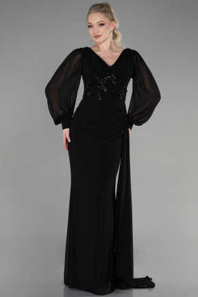 Long Black Chiffon Evening Dress ABU3627