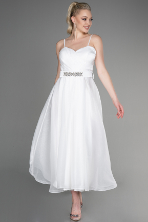 Midi White Evening Dress ABK1963
