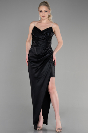 Long Black Satin Evening Dress ABU3629