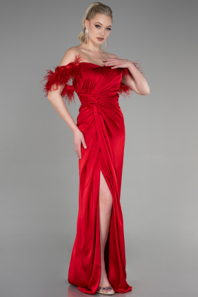 Long Red Satin Evening Dress ABU3631