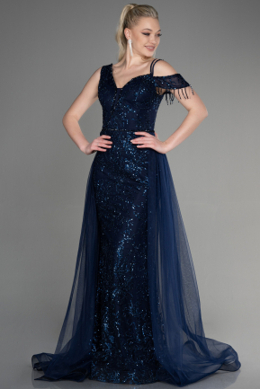 Long Navy Blue Mermaid Prom Dress ABU3638