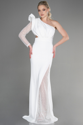 Long White Dantelle Haute Couture Dress ABU3642