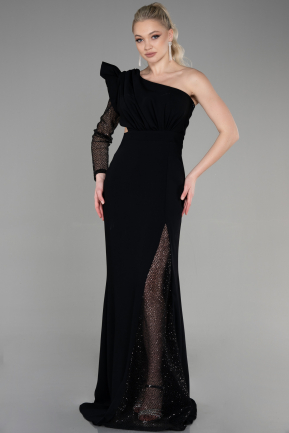 Long Black Dantelle Haute Couture Dress ABU3642