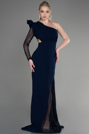 Long Navy Blue Dantelle Haute Couture Dress ABU3642