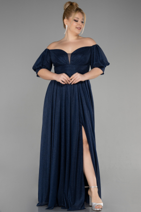 Long Navy Blue Plus Size Evening Dress ABU3615