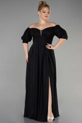 Long Black Plus Size Evening Dress ABU3615
