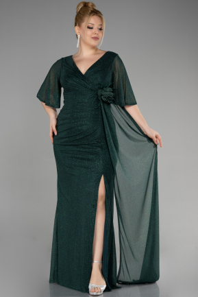 Long Emerald Green Plus Size Evening Gown ABU3646