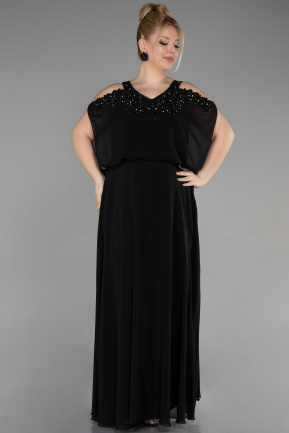 Long Black Chiffon Designer Plus Size Gowns ABU3649
